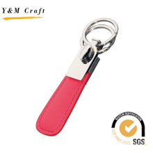 Custom Engraving Double Ring PU Leather Key Chain